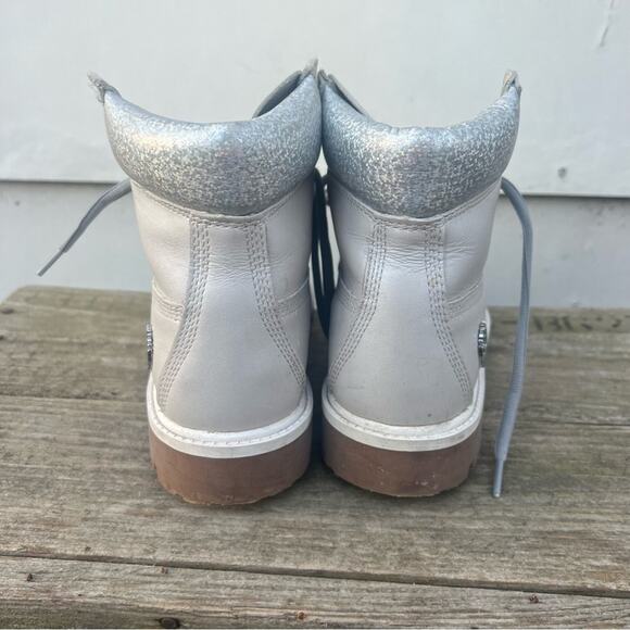 Timberland Metallic Gray Collar Waterproof Premium 6” Boots Girls Size 5 A5SUW - Picture 2 of 8